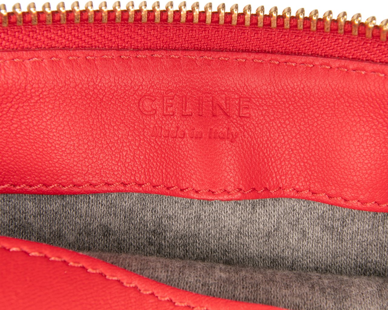Celine Small Lambskin Trio Crossbody Rood