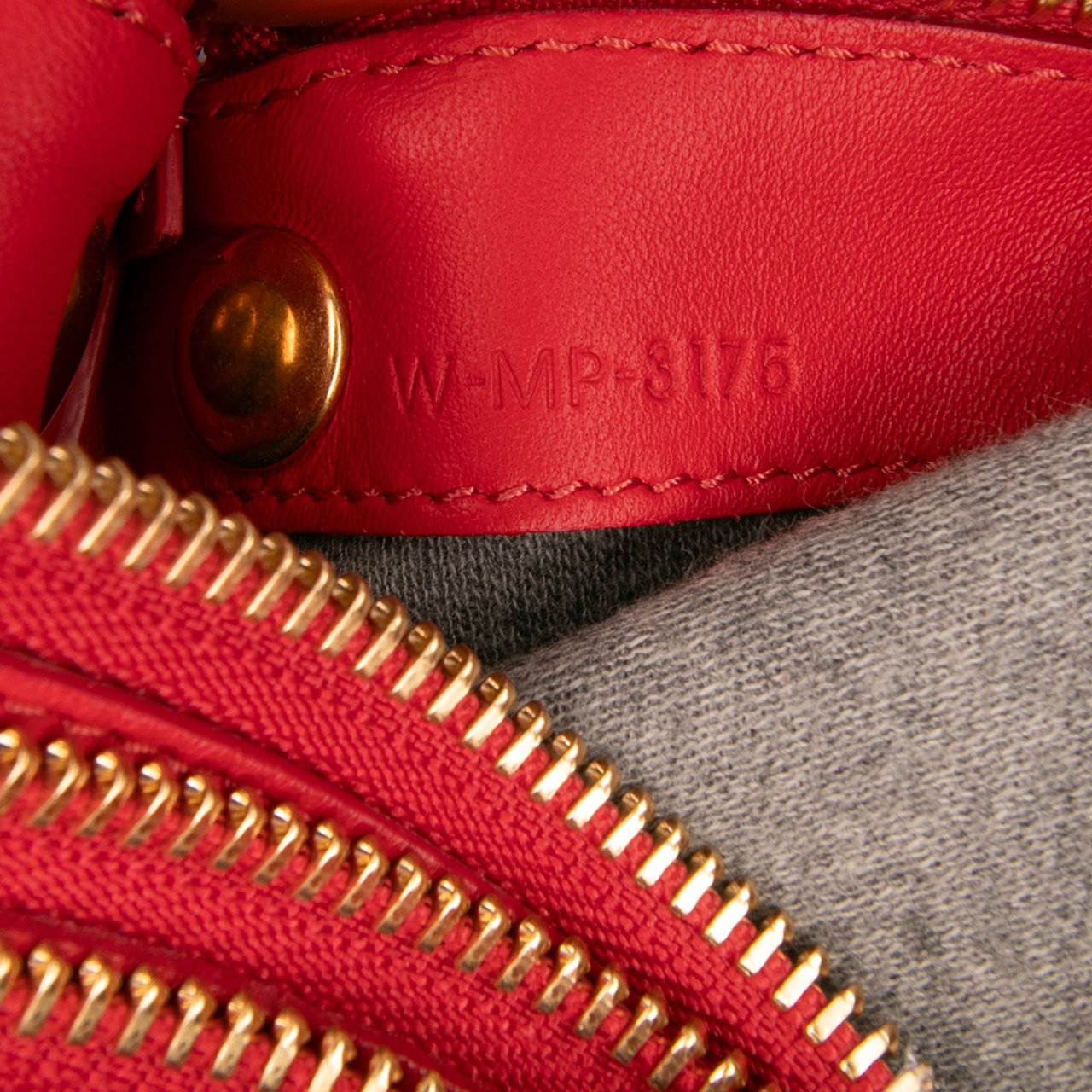 Celine Small Lambskin Trio Crossbody Rood