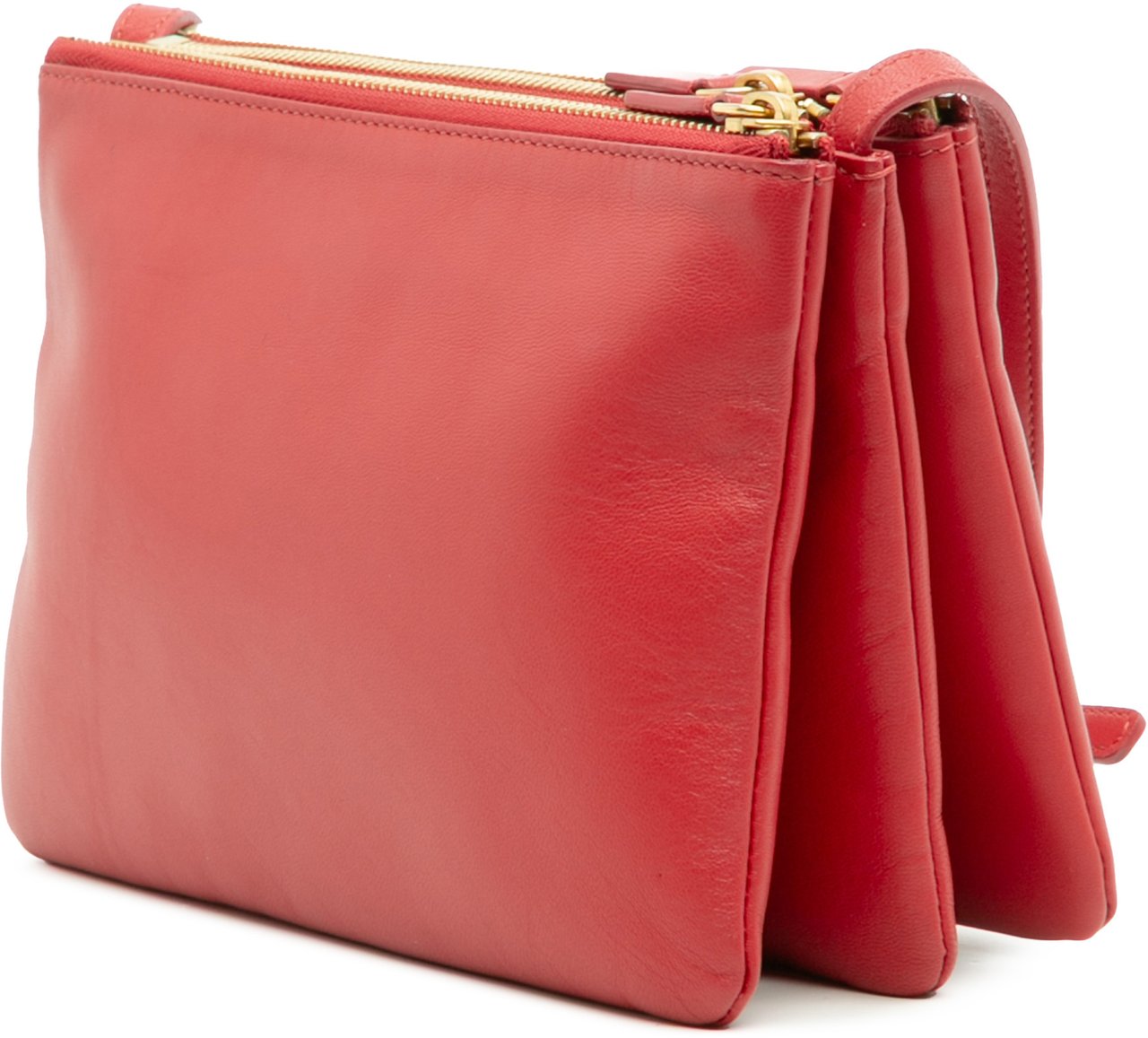 Celine Small Lambskin Trio Crossbody Rood