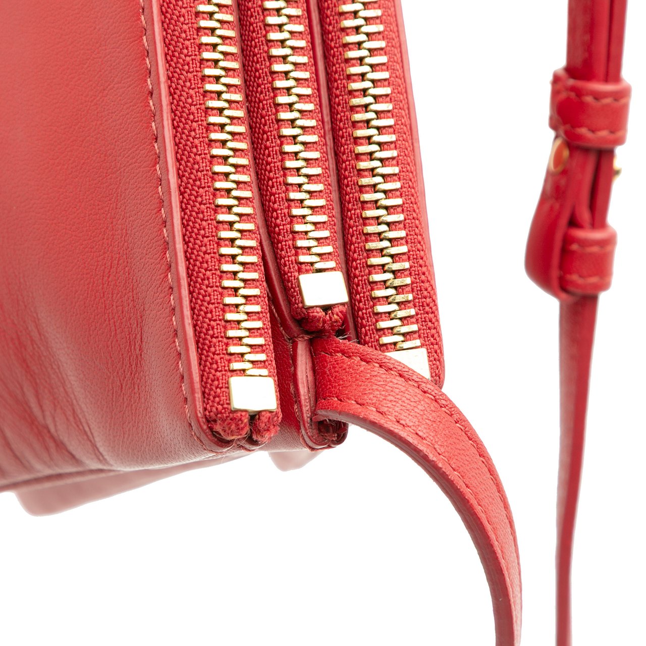 Celine Small Lambskin Trio Crossbody Rood