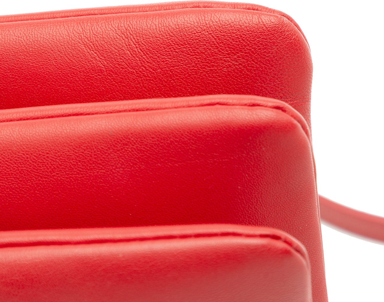 Celine Small Lambskin Trio Crossbody Rood