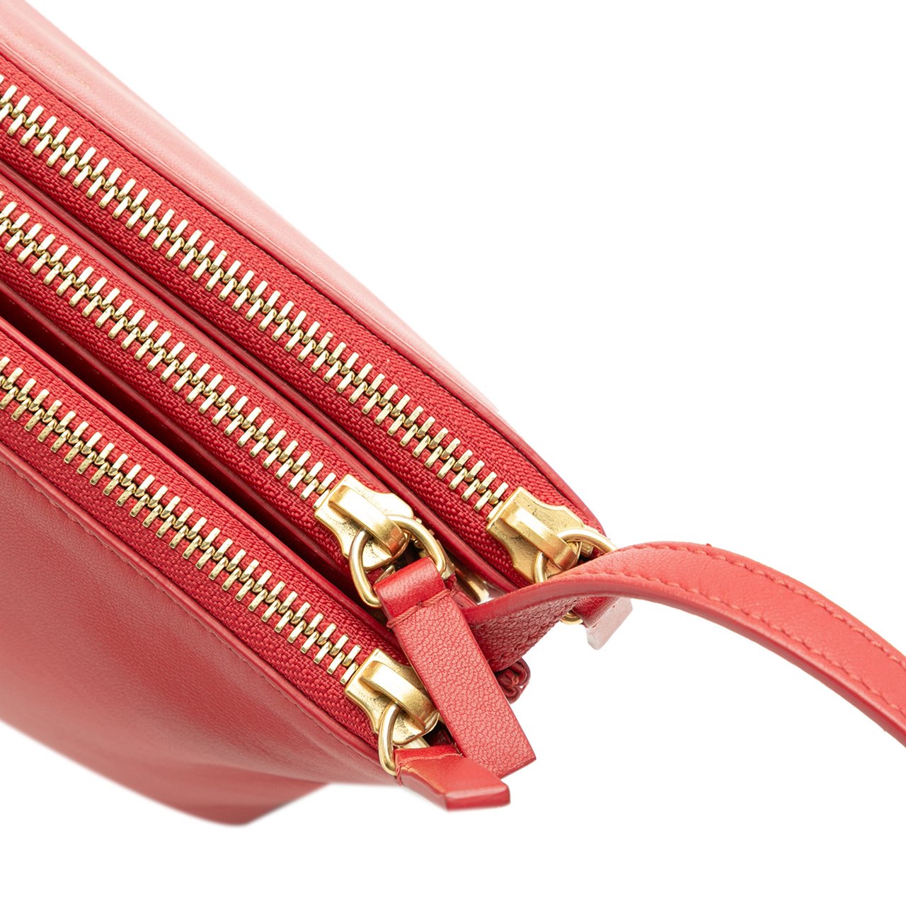 Celine Small Lambskin Trio Crossbody Rood