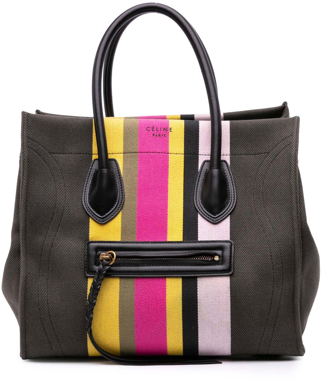 Celine Medium Canvas Striped Phantom Luggage Tote Bruin