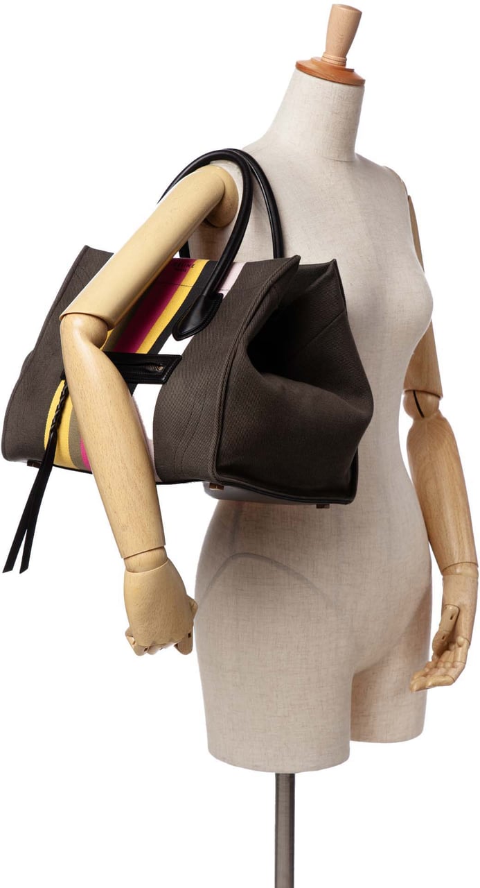 Celine Medium Canvas Striped Phantom Luggage Tote Bruin