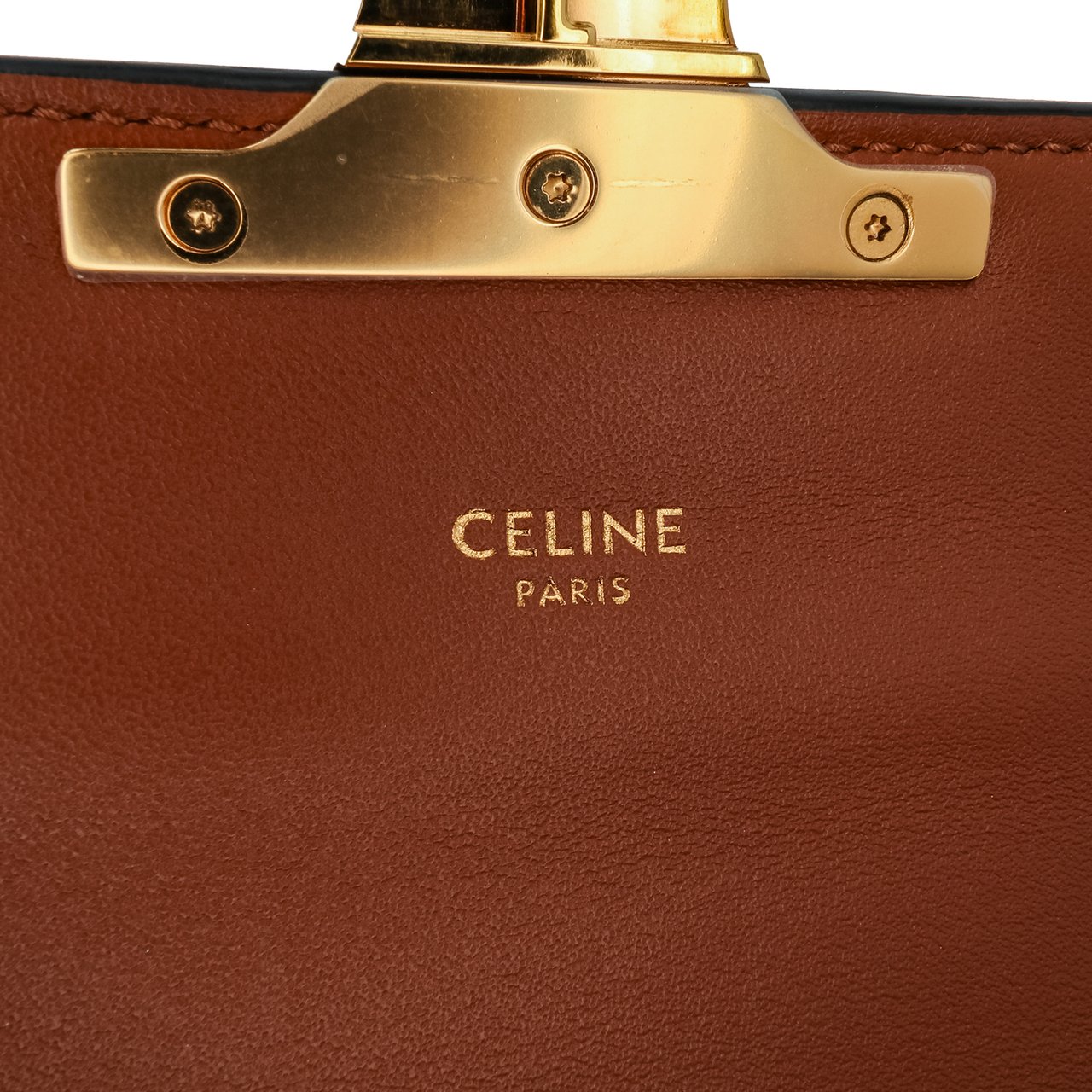 Celine Triomphe Coated Canvas Triomphe Chain Shoulder Bag Bruin