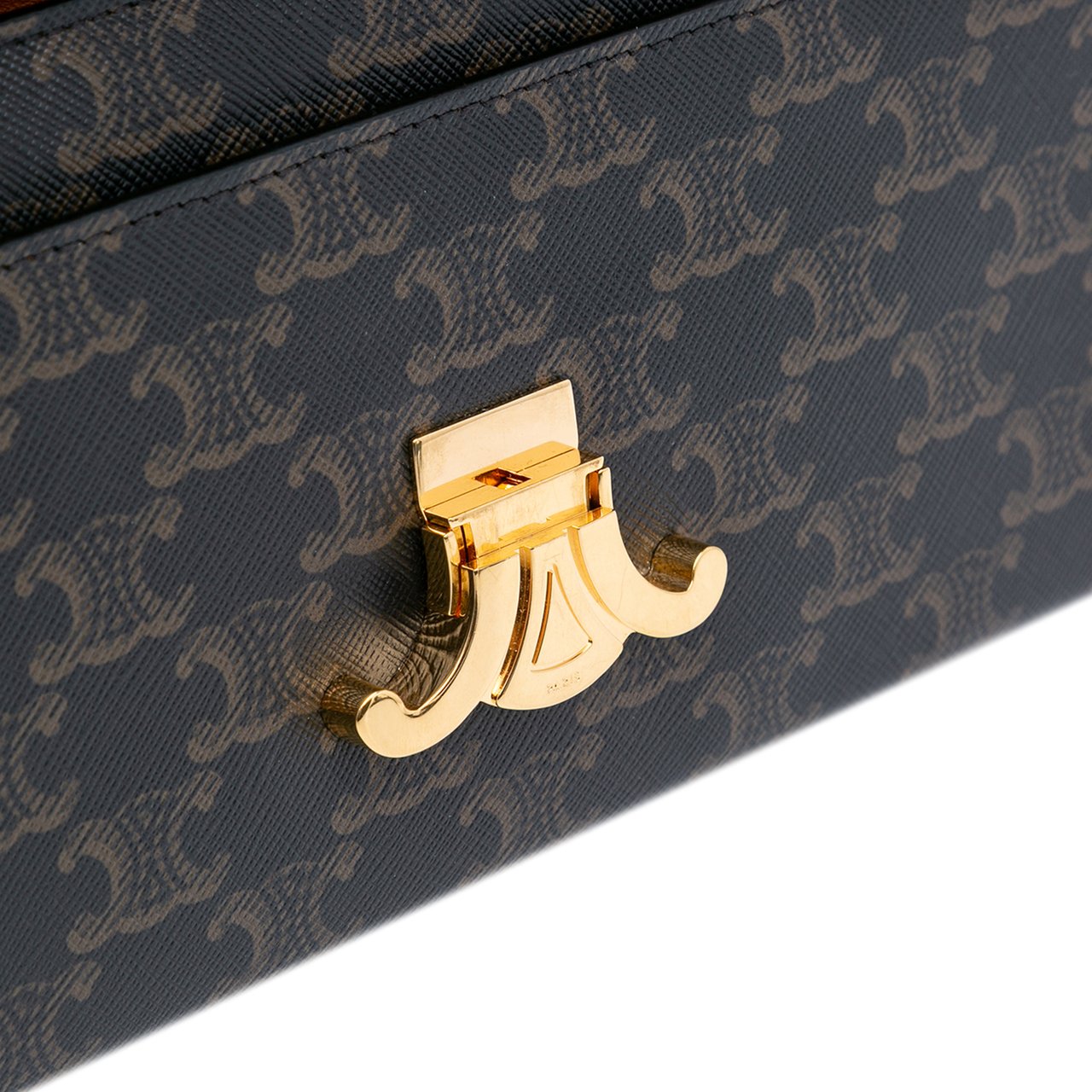 Celine Triomphe Coated Canvas Triomphe Chain Shoulder Bag Bruin