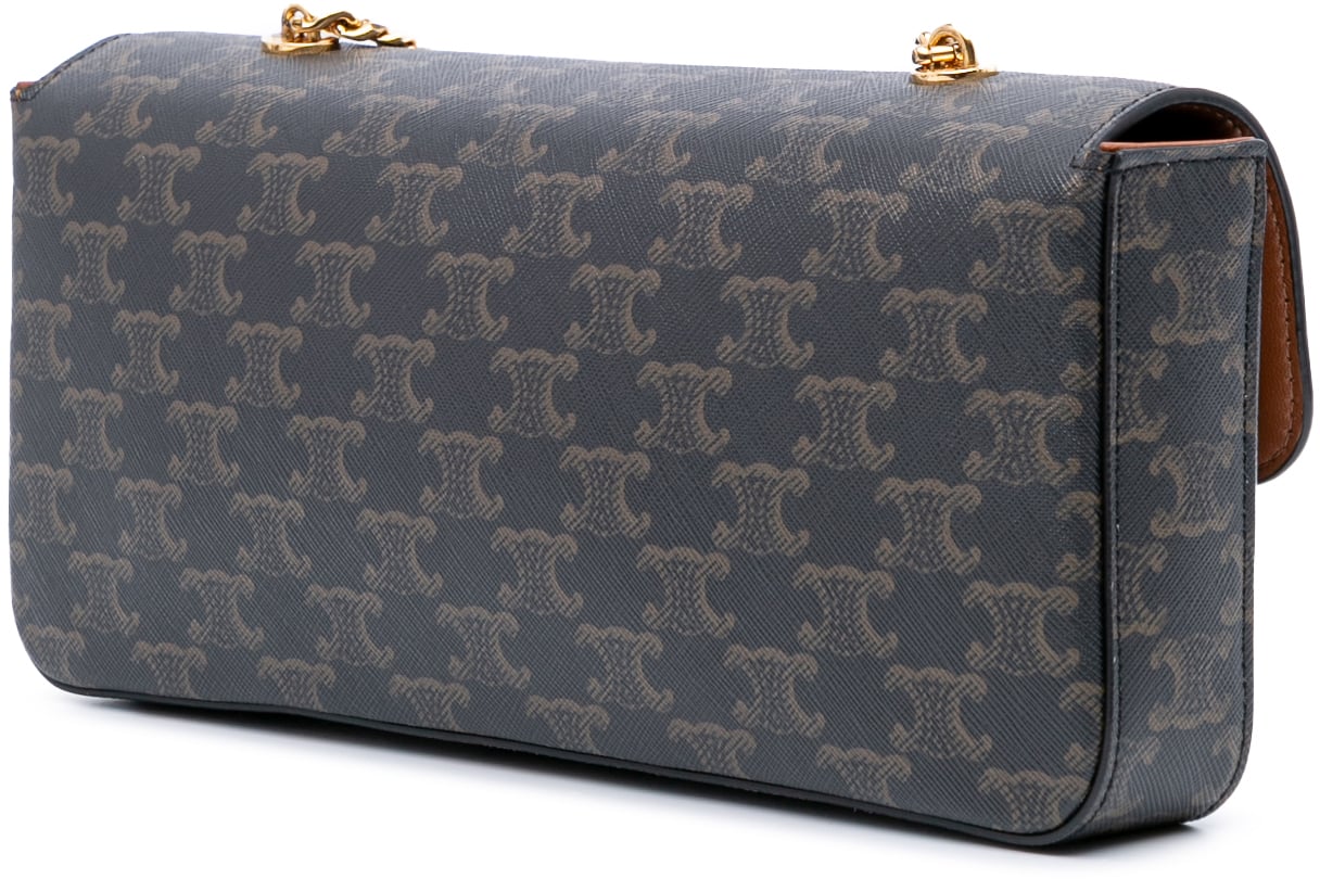 Celine Triomphe Coated Canvas Triomphe Chain Shoulder Bag Bruin