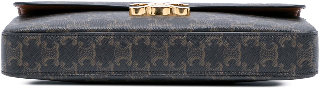 Celine Triomphe Coated Canvas Triomphe Chain Shoulder Bag Bruin