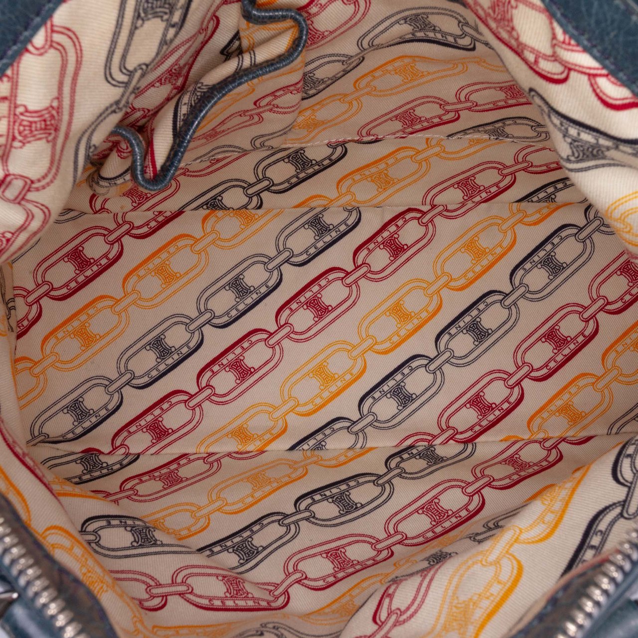 Celine Crinkled Patent Macadam Shoulder Bag Blauw