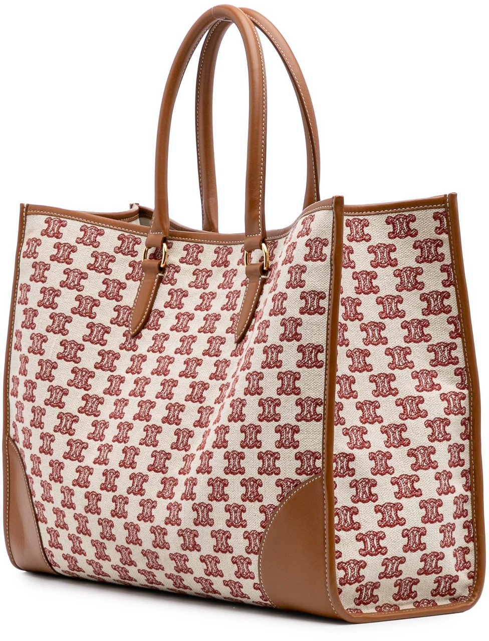 Celine Triomphe Embroidered Canvas Horizontal Cabas Tote Bruin