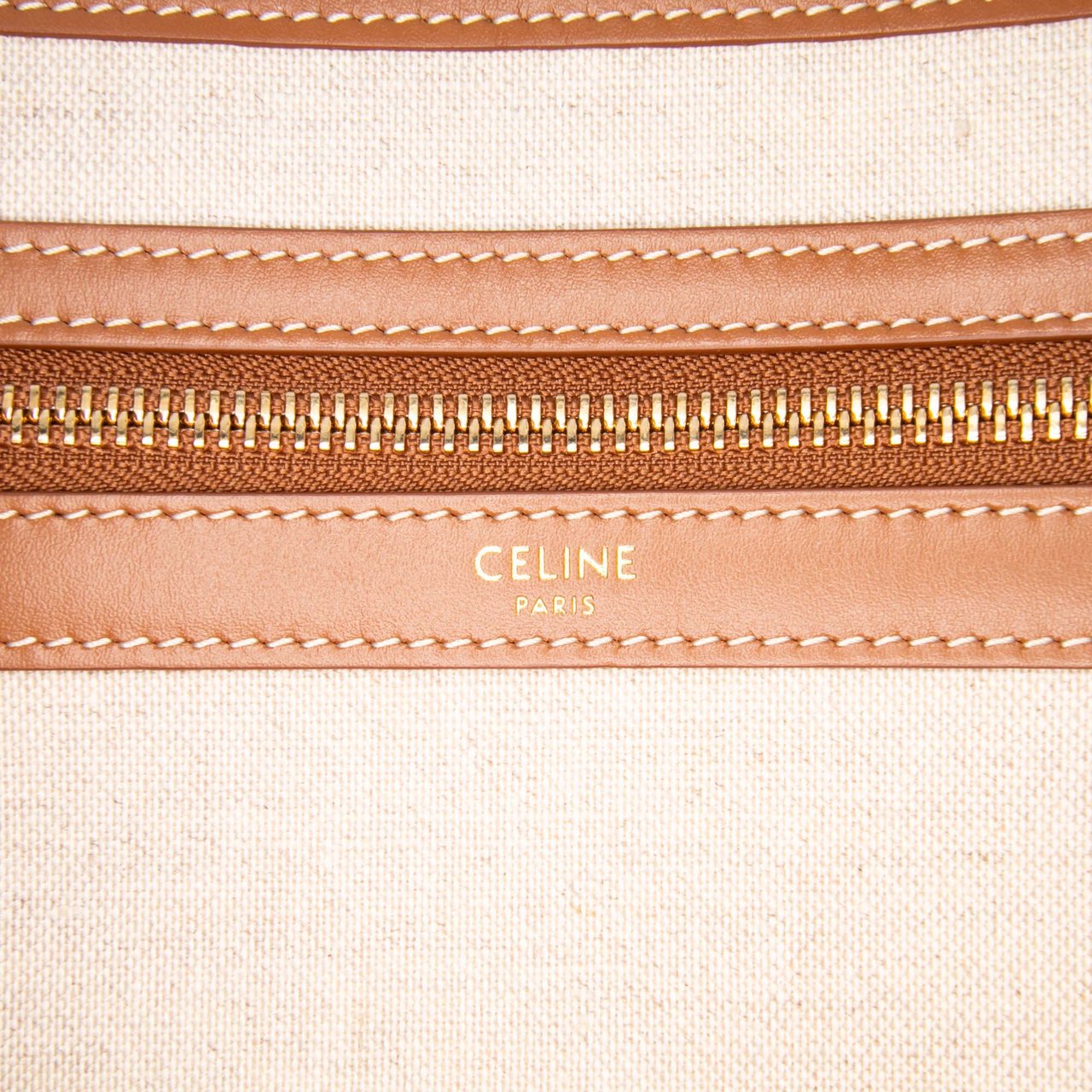 Celine Triomphe Embroidered Canvas Horizontal Cabas Tote Bruin