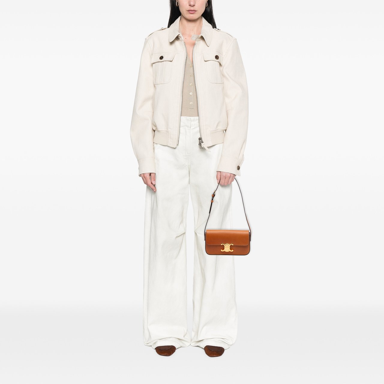 Celine Shiny Calfskin Claude Shoulder Bag Bruin
