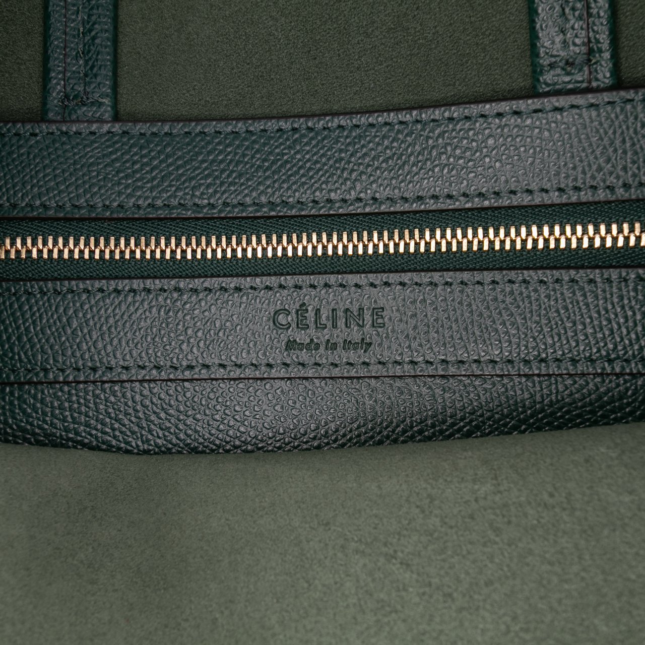 Celine Small Bicolor Grained Calfskin Vertical Cabas Tote Groen