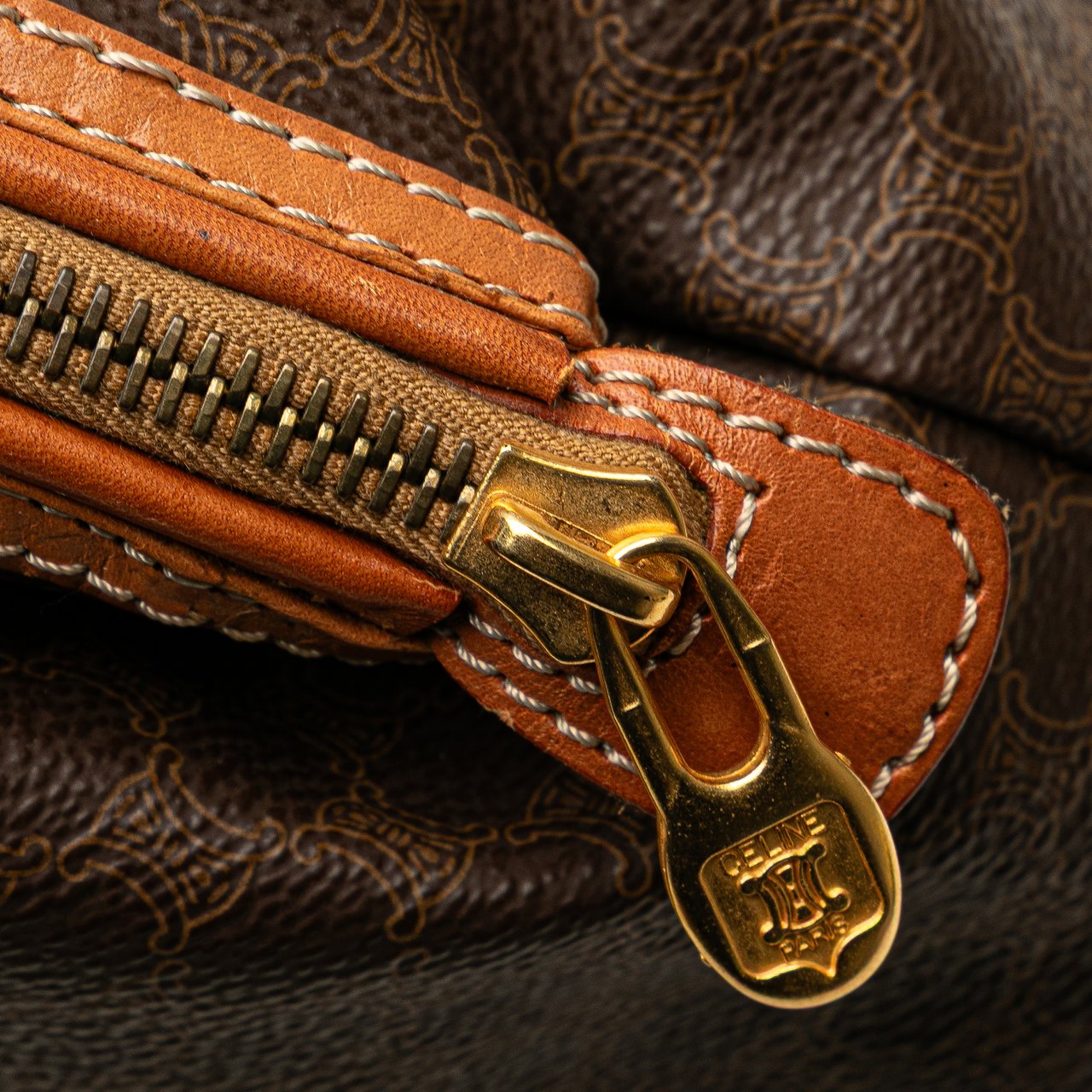 Celine Macadam Coated Canvas Clutch Bruin