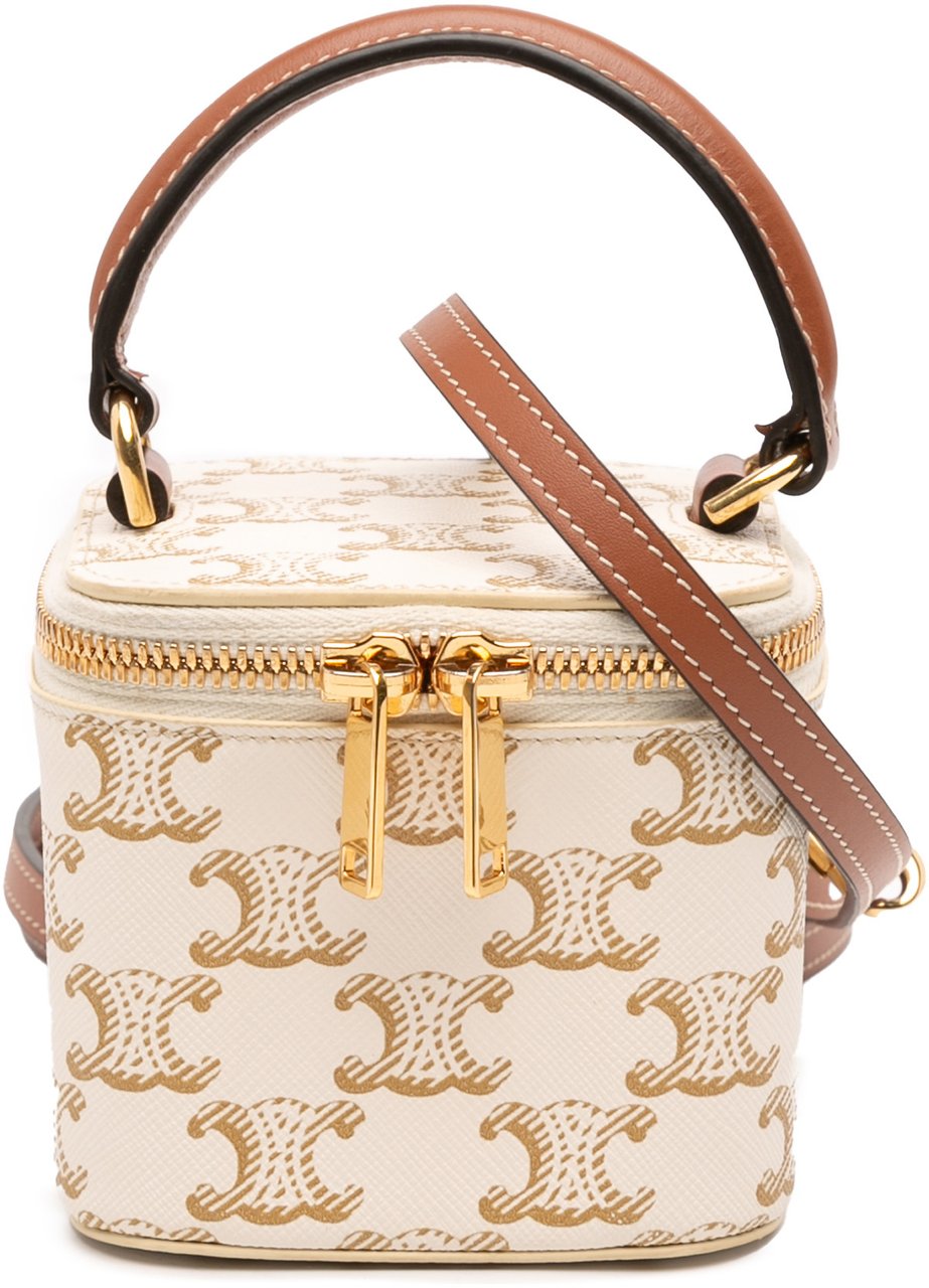 Celine Mini Triomphe Coated Canvas Vanity Case Wit