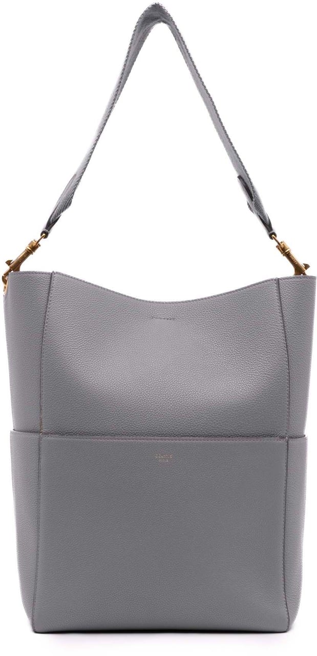 Celine Medium Leather Seau Sangle Bucket Bag Grijs