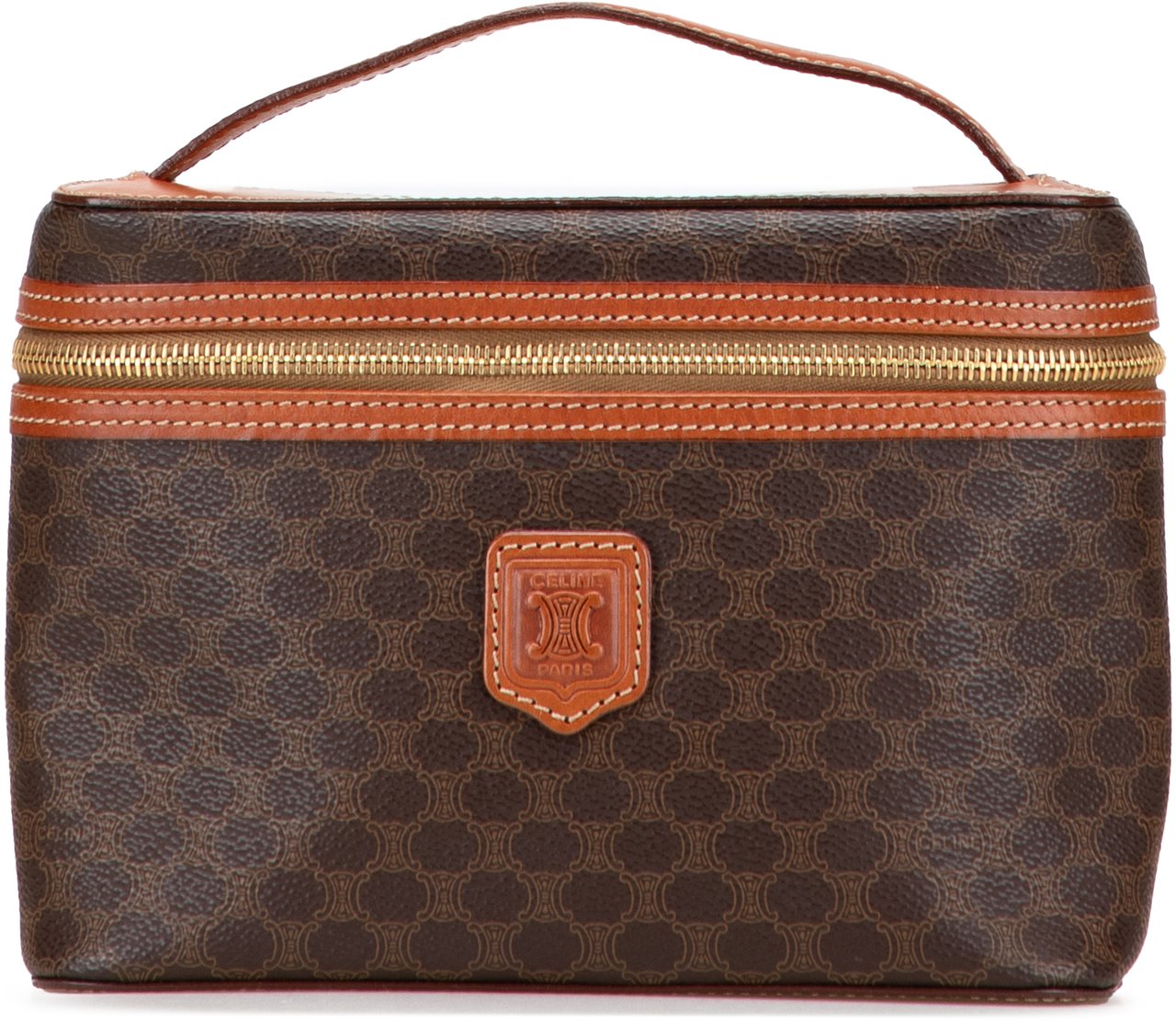 Celine Macadam Coated Canvas Vanity Bag Bruin