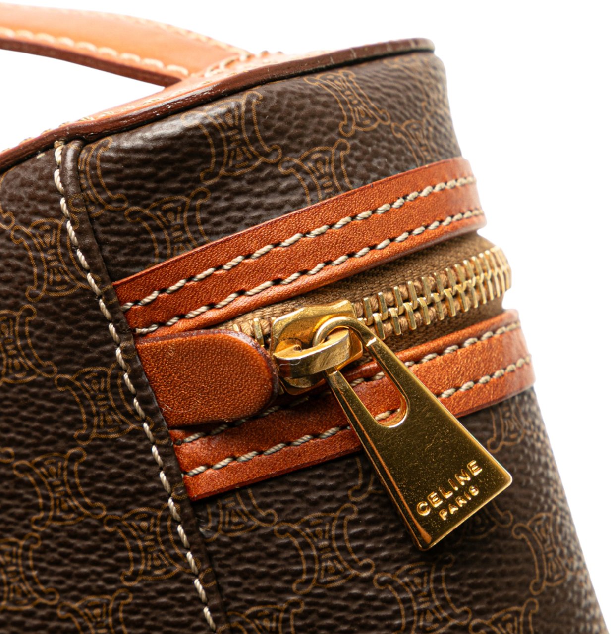Celine Macadam Coated Canvas Vanity Bag Bruin