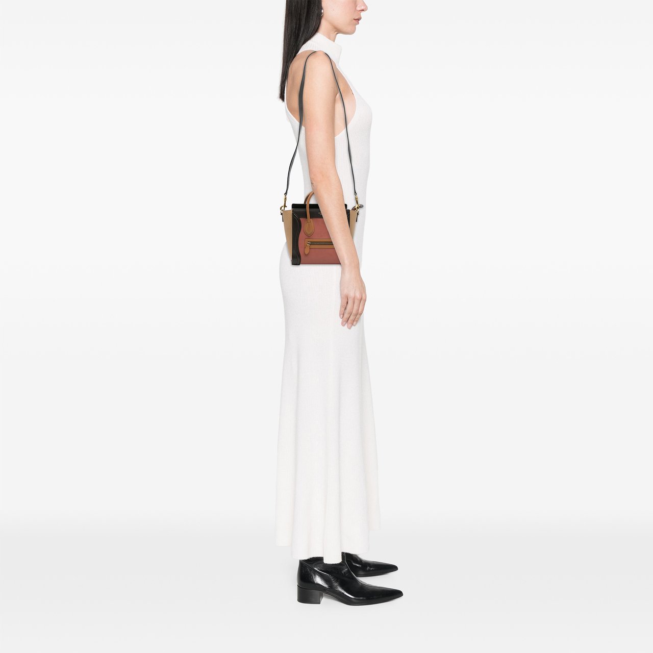 Celine Nano Tricolor Leather Luggage Tote Roze