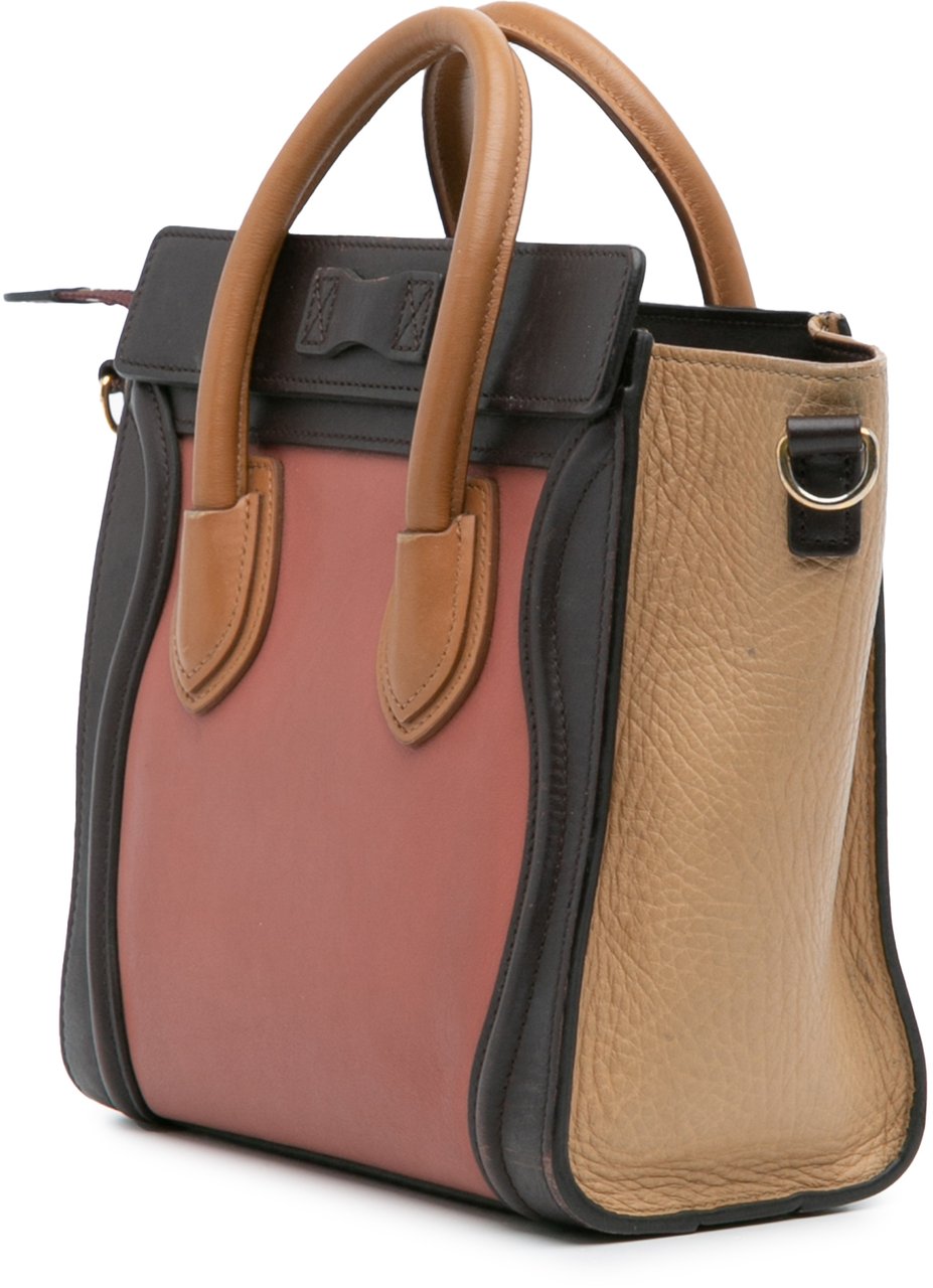Celine Nano Tricolor Leather Luggage Tote Roze