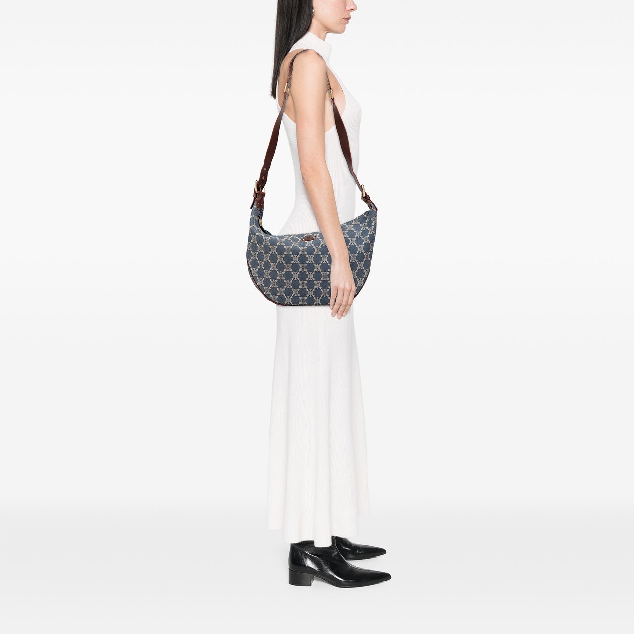 Celine Macadam Denim Crossbody Blauw