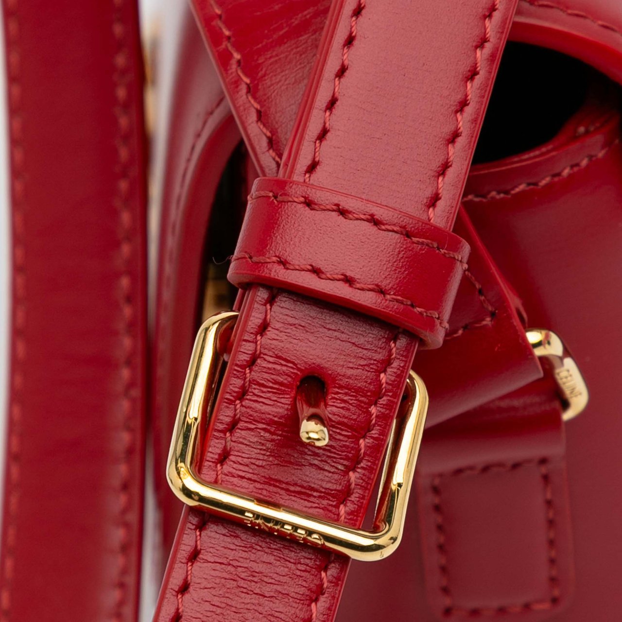 Celine Teen Shiny Calfskin Triomphe Crossbody Rood