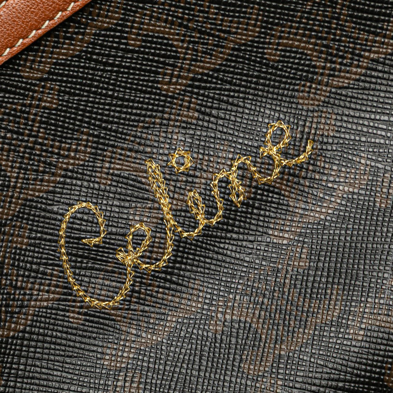 Celine Triomphe Coated Canvas Embroidered Logo Clutch On Chain Bruin