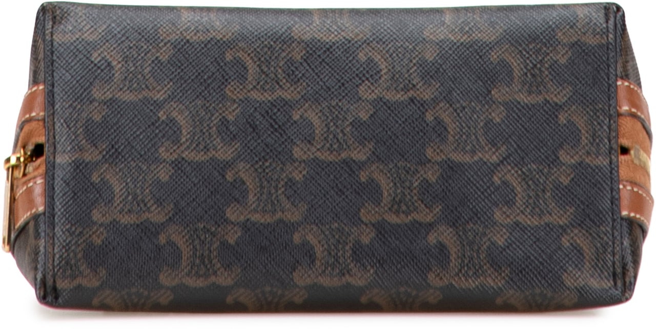 Celine Triomphe Coated Canvas Embroidered Logo Clutch On Chain Bruin