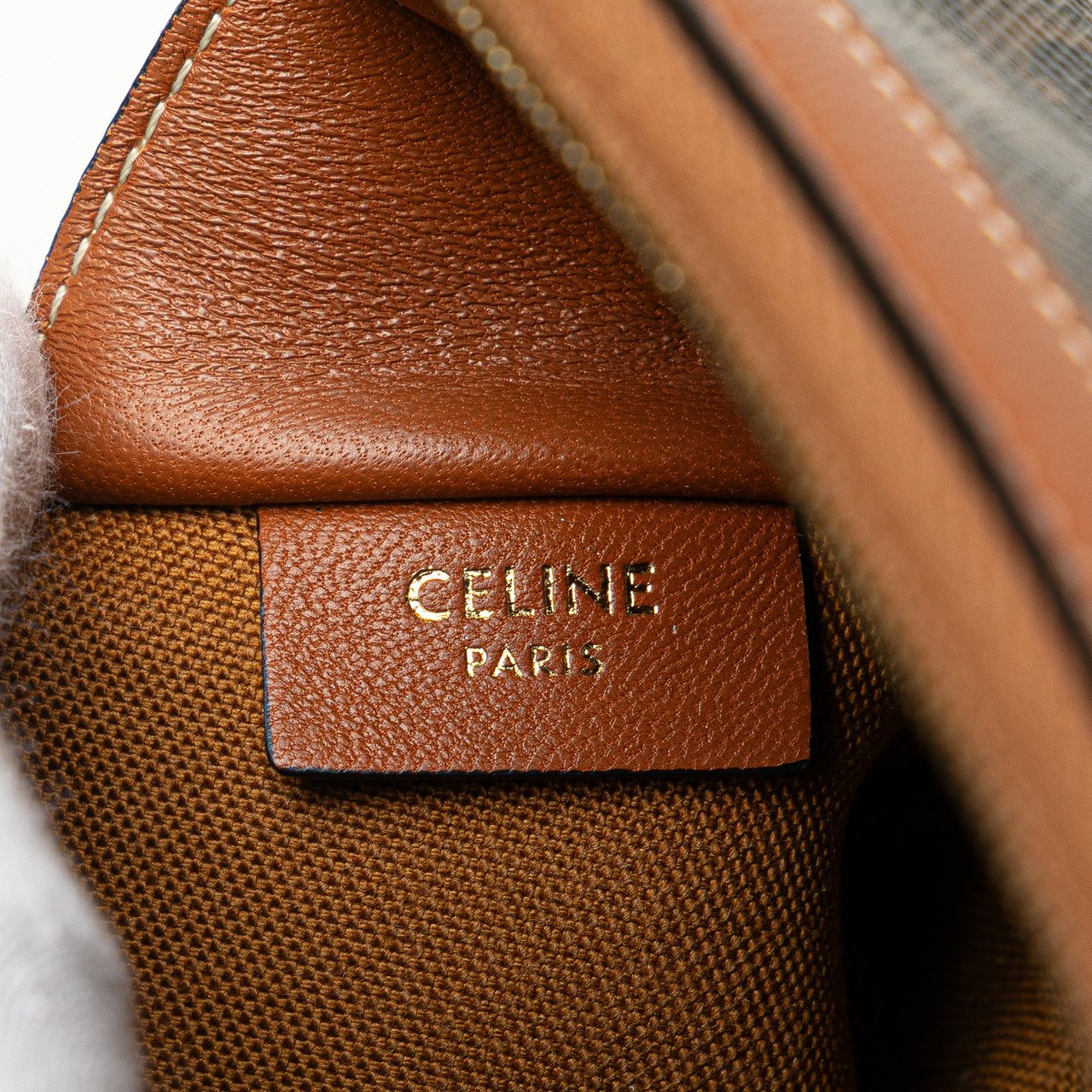 Celine Triomphe Coated Canvas Embroidered Logo Clutch On Chain Bruin