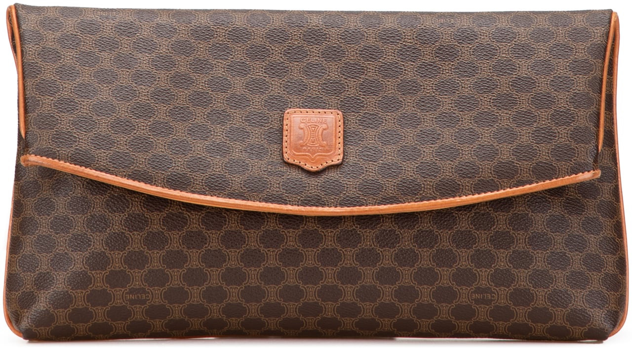 Celine Macadam Coated Canvas Clutch Bruin