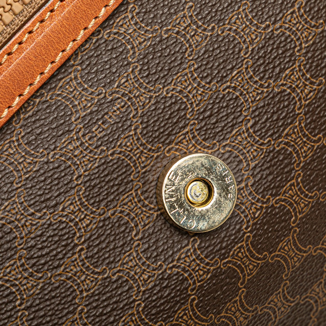 Celine Macadam Coated Canvas Clutch Bruin