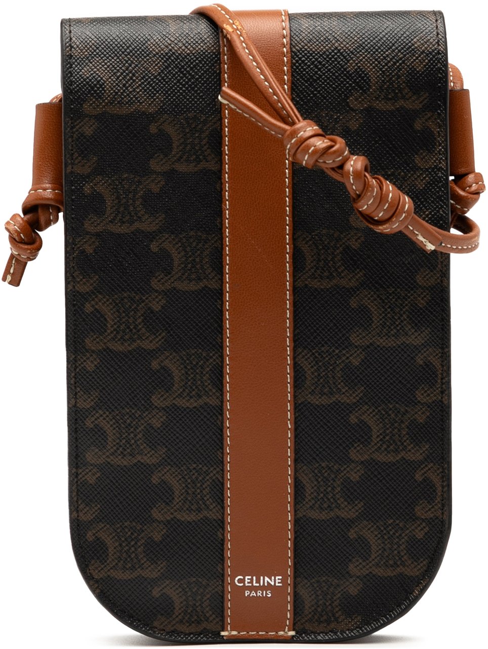 Celine Triomphe Coated Canvas Phone Pouch Flap Crossbody Bruin