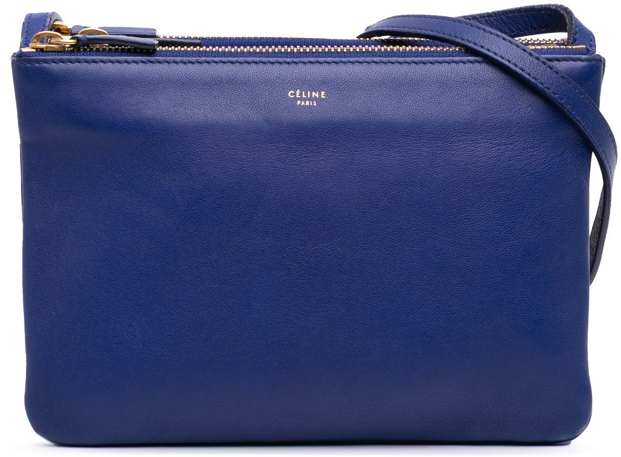 Celine Small Lambskin Trio Crossbody Blauw