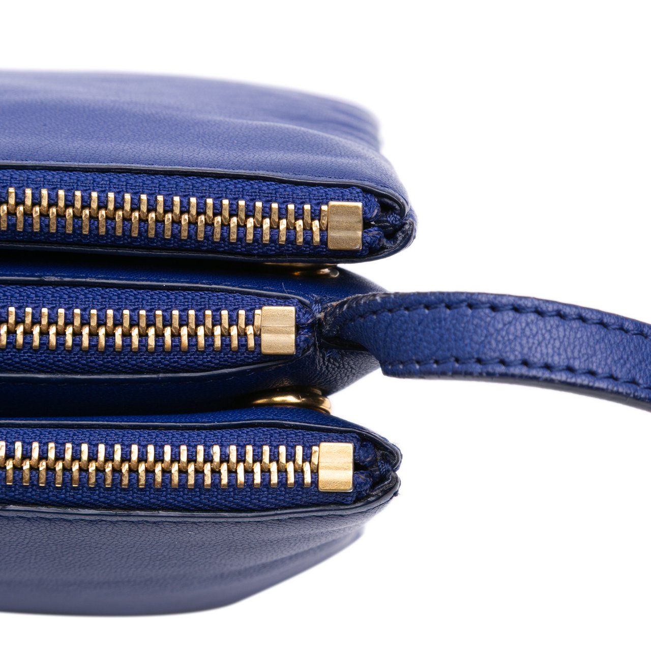 Celine Small Lambskin Trio Crossbody Blauw