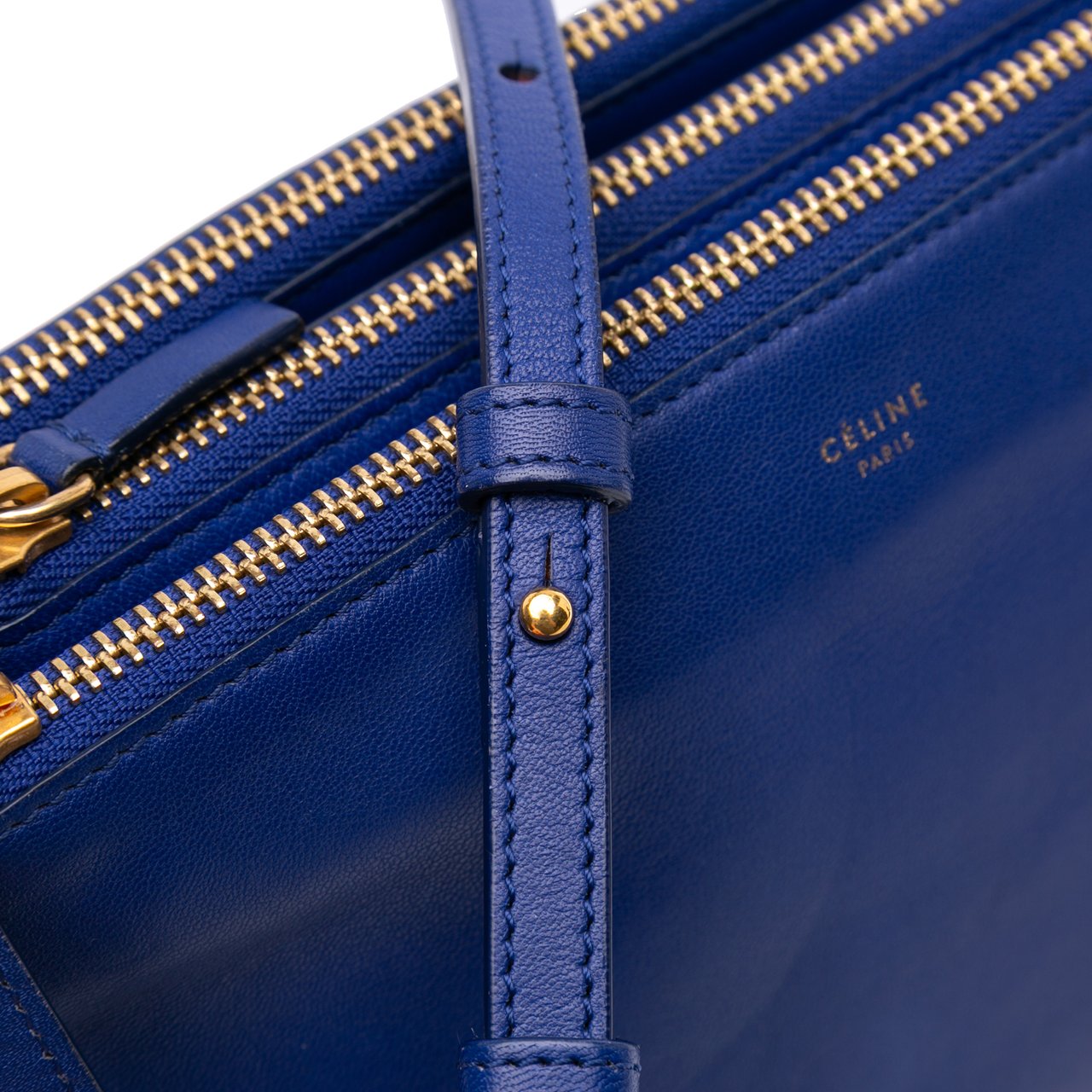 Celine Small Lambskin Trio Crossbody Blauw