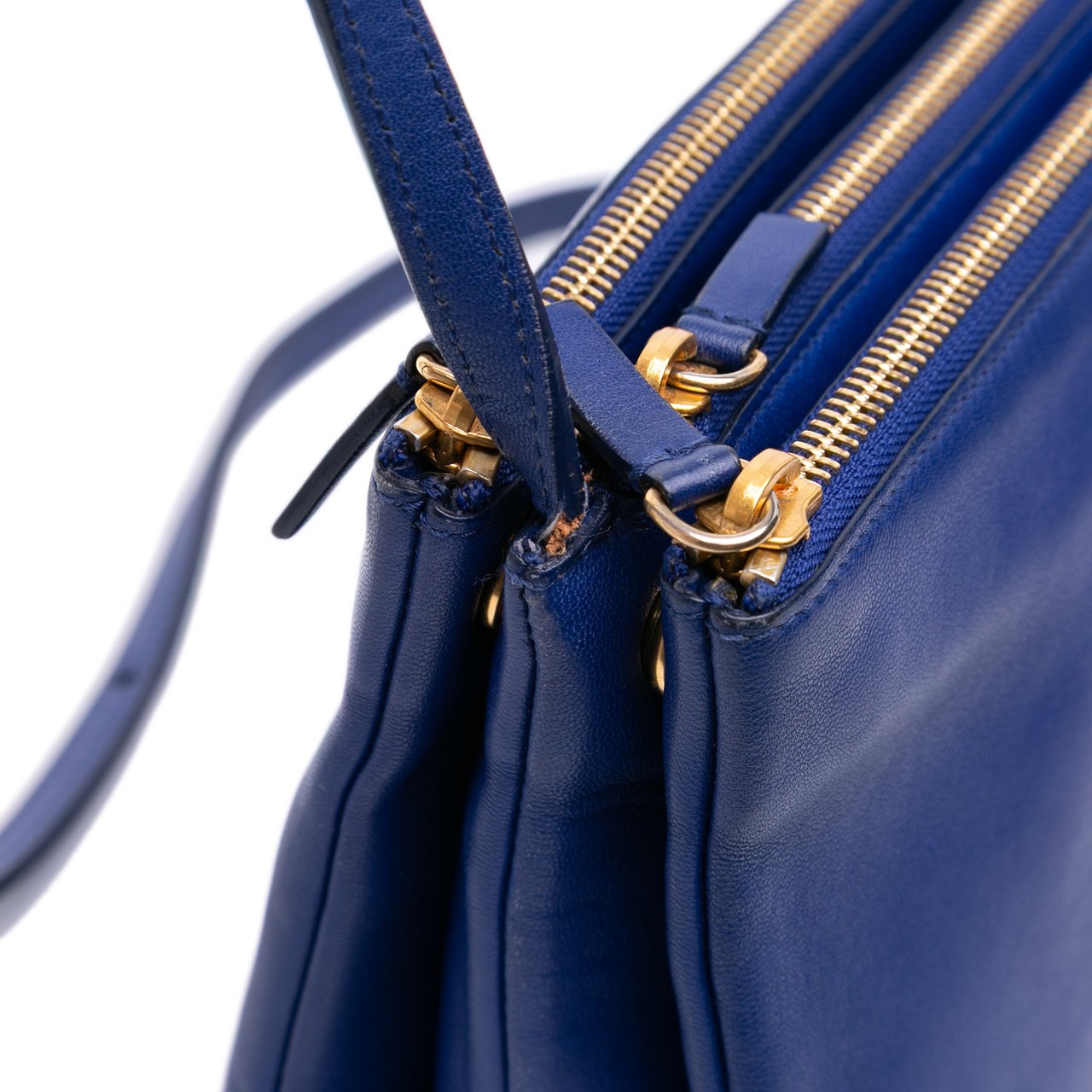 Celine Small Lambskin Trio Crossbody Blauw