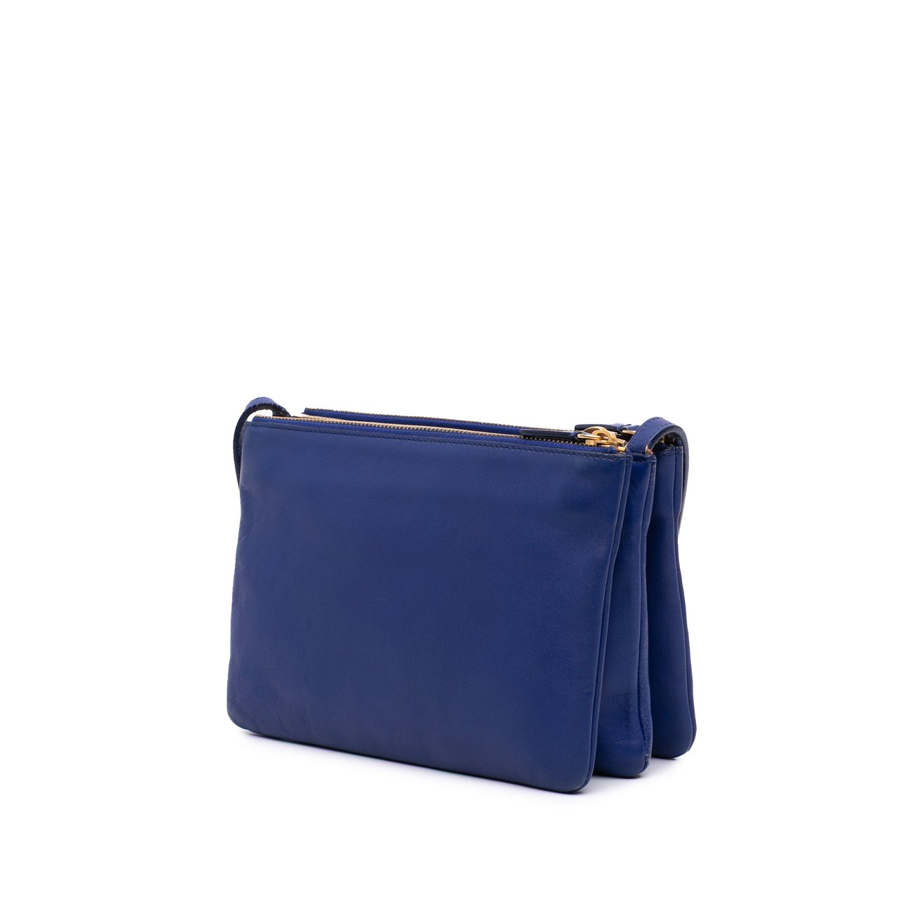 Celine Small Lambskin Trio Crossbody Blauw