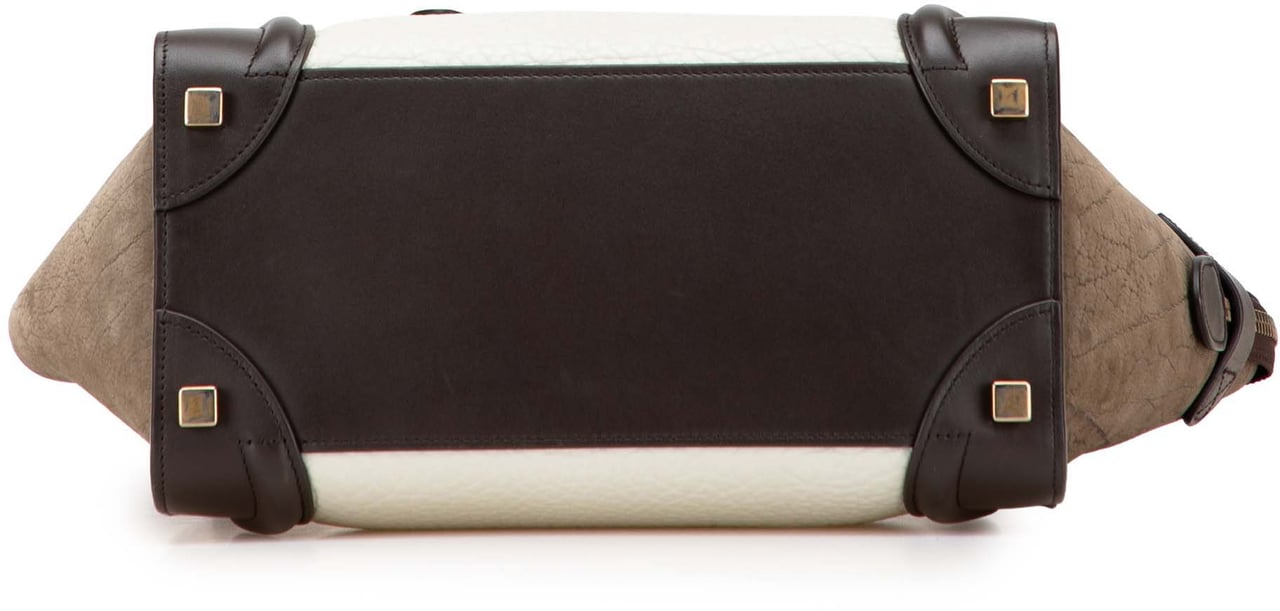 Celine Micro Tricolor Nubuck and Calfskin Luggage Tote Wit