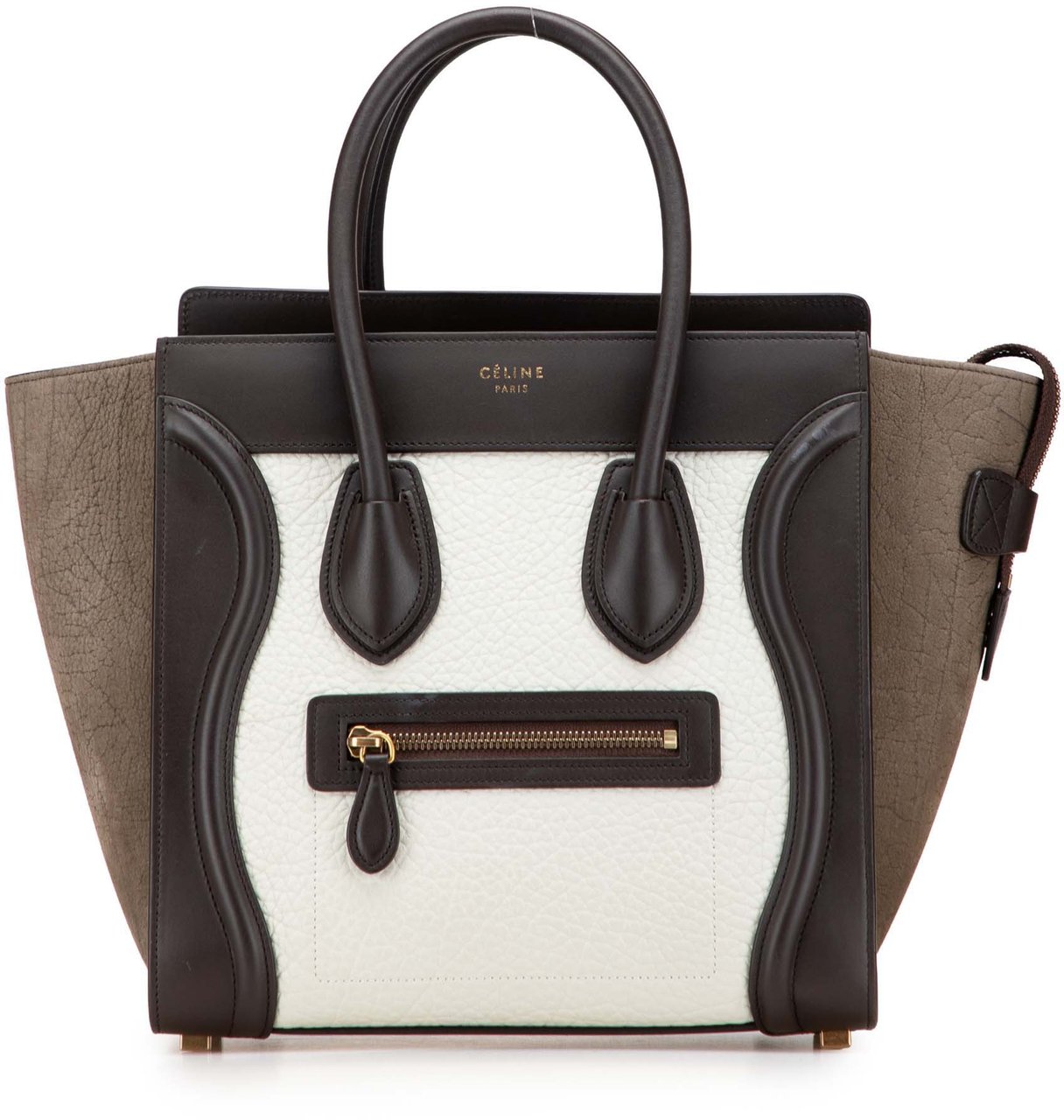 Celine Micro Tricolor Nubuck and Calfskin Luggage Tote Wit