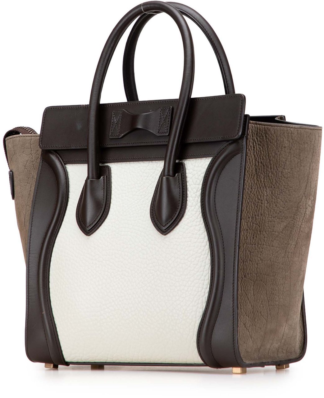 Celine Micro Tricolor Nubuck and Calfskin Luggage Tote Wit