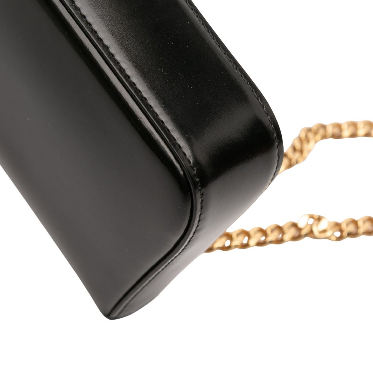 Celine Smooth Calfskin Cuir Triomphe Chain Shoulder Bag Zwart