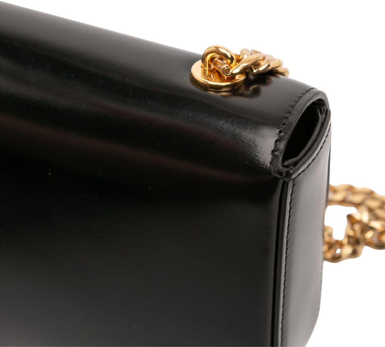 Celine Smooth Calfskin Cuir Triomphe Chain Shoulder Bag Zwart