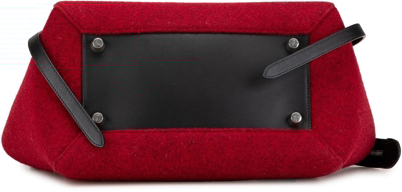 Celine Mini Felt and Calfskin Belt Satchel Rood