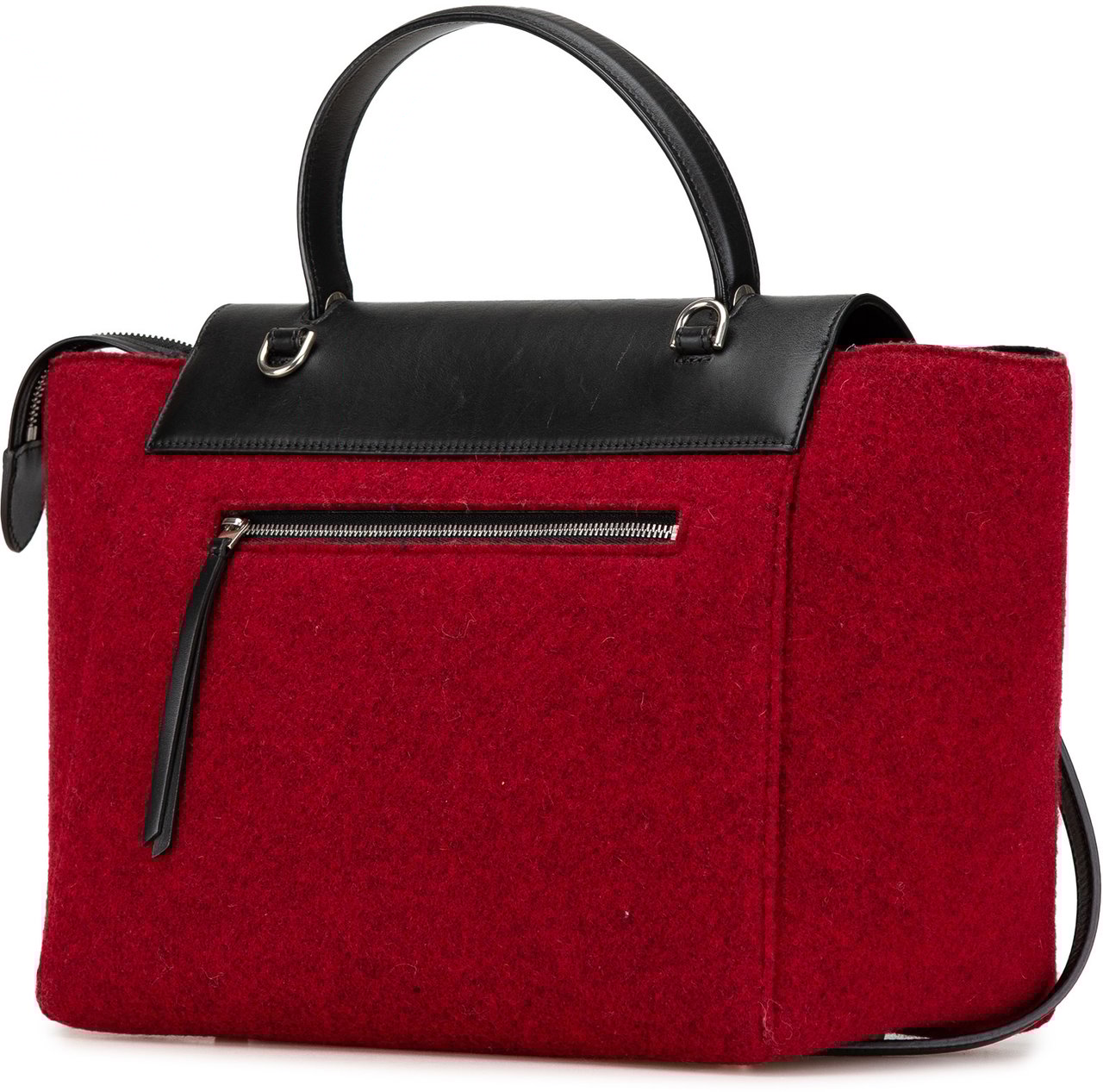 Celine Mini Felt and Calfskin Belt Satchel Rood