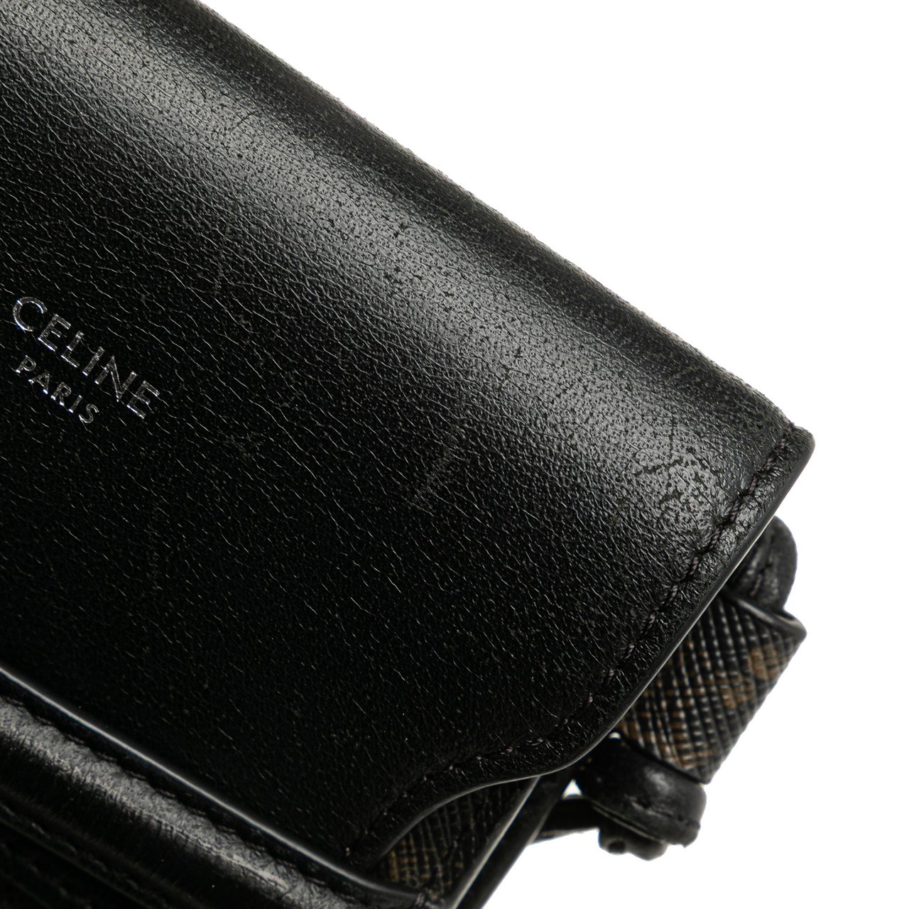 Celine Triomphe Coated Canvas Phone Pouch Flap Crossbody Bruin