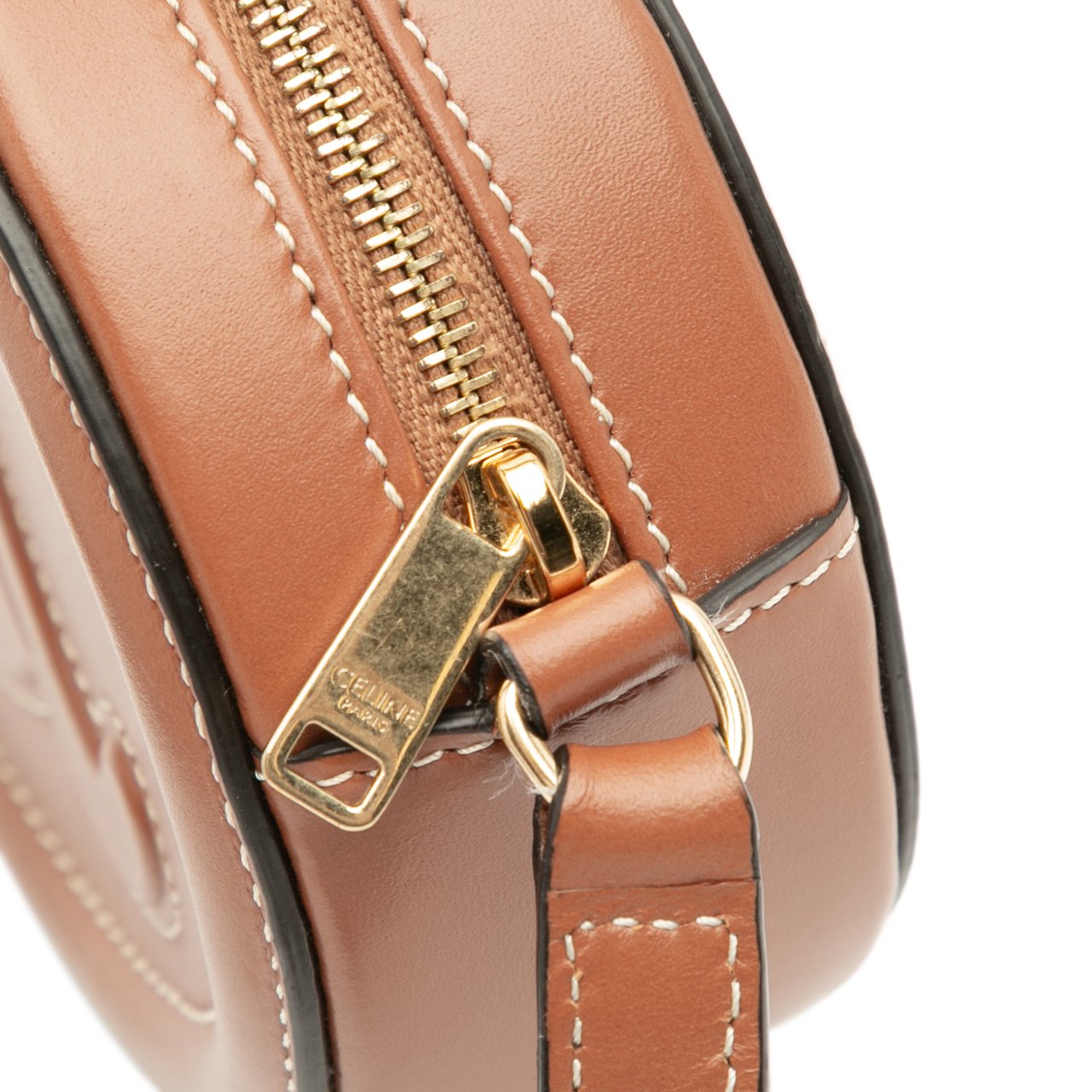 Celine Small Calfskin Cuir Triomphe Oval Crossbody Bruin