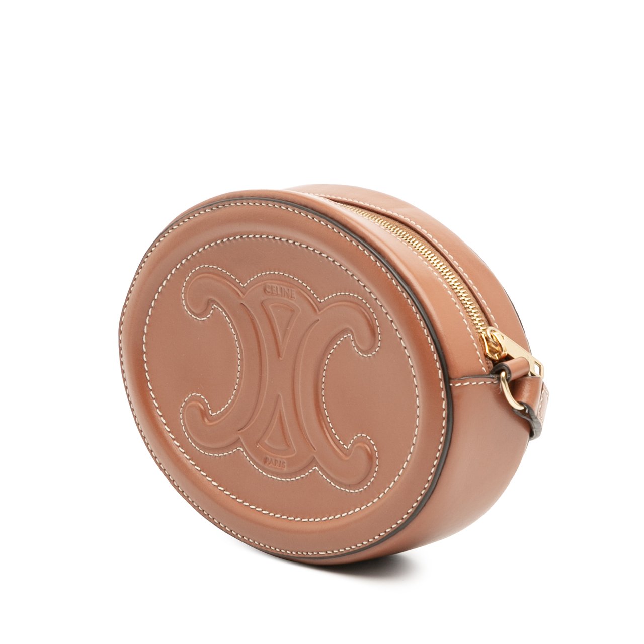 Celine Small Calfskin Cuir Triomphe Oval Crossbody Bruin