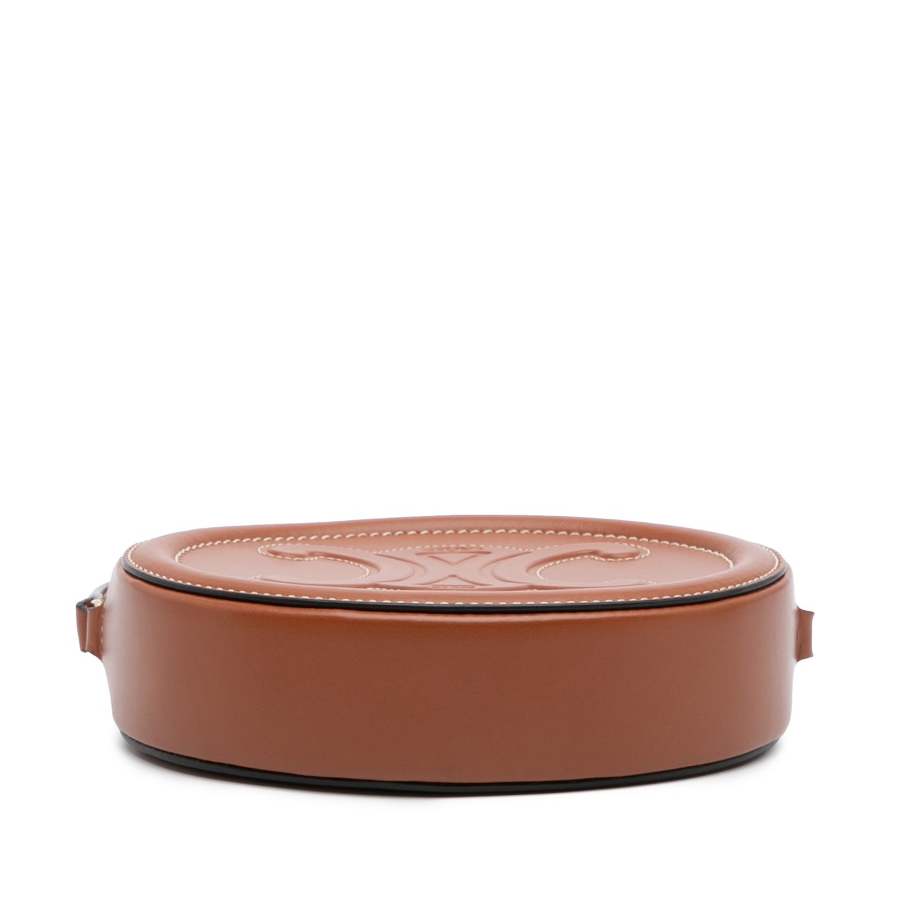 Celine Small Calfskin Cuir Triomphe Oval Crossbody Bruin