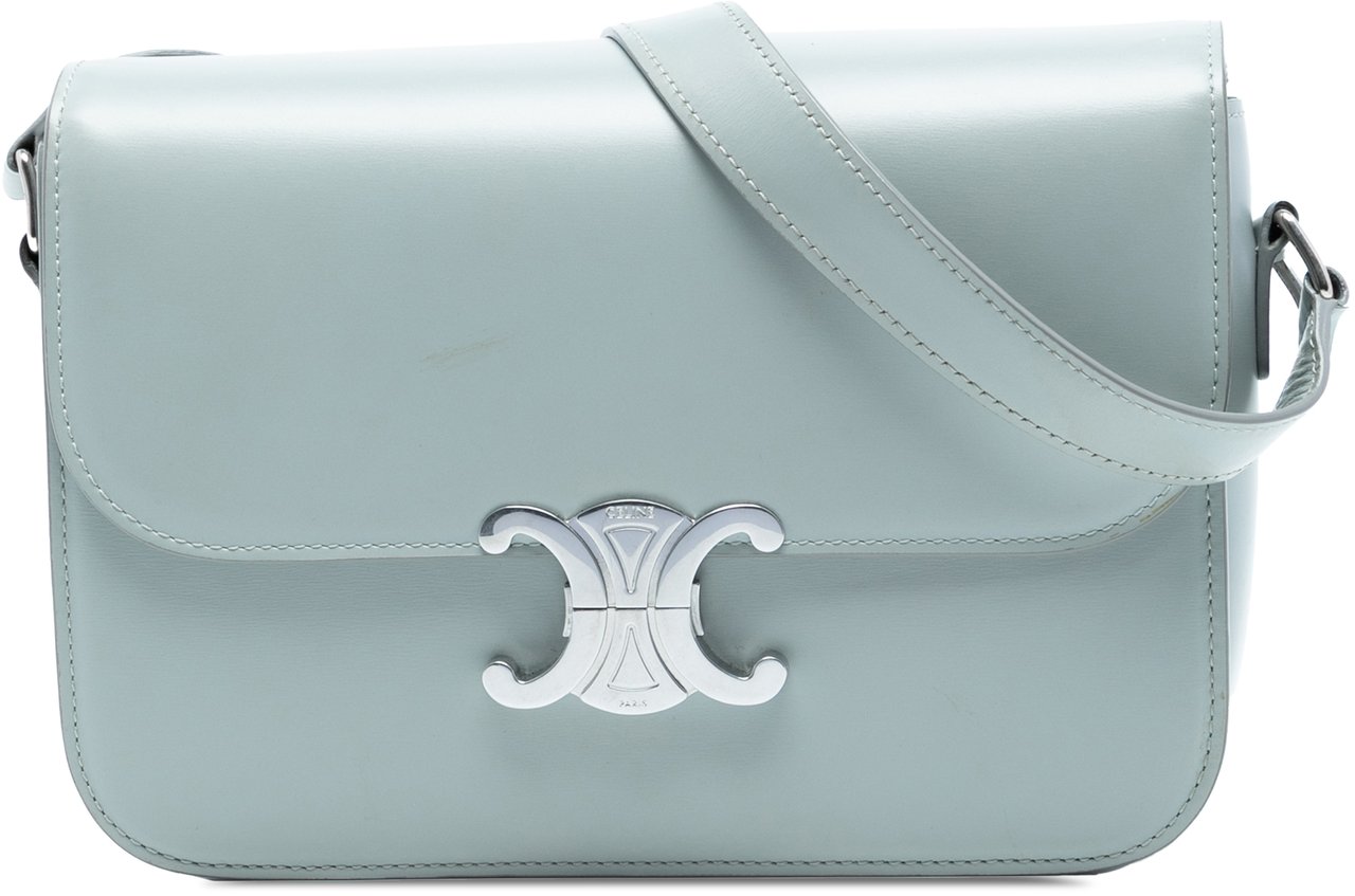 Celine Classique Shiny Calfskin Triomphe Crossbody Blauw