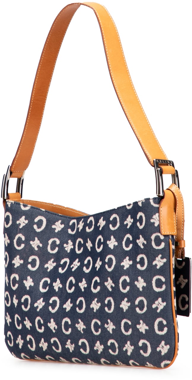Celine C Macadam Denim Shoulder Bag Blauw
